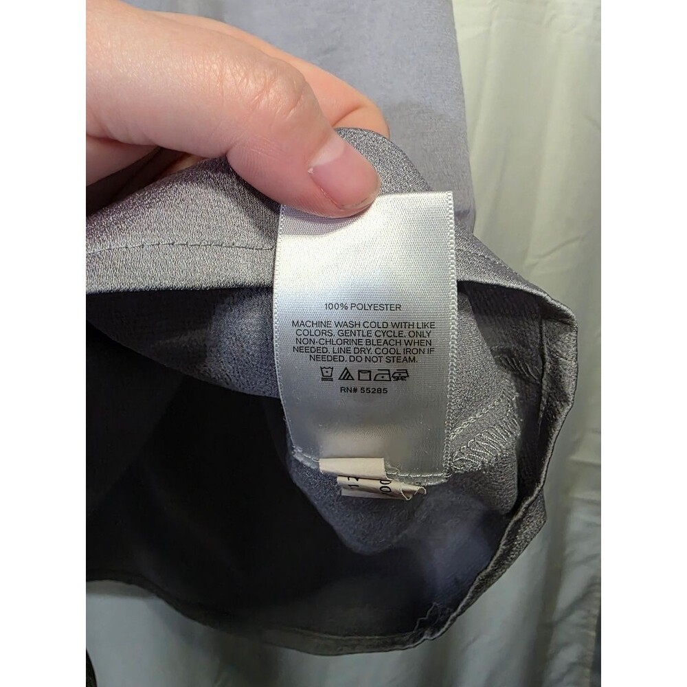 Express Women's Button Up Blouse Large Long Sleeve 100% Polyester Gray - Picture 4 of 4